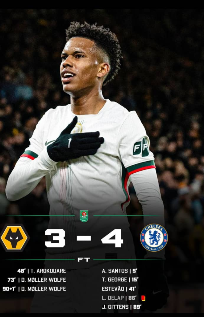 Chelsea Survive Wolves Scare In 7 Goal Carabao Thriller